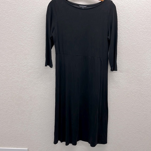 Eileen Fisher Black 3/4 Sleeve MIDI Dress PS - Picture 1 of 4